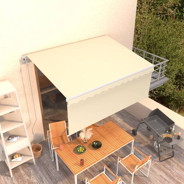 vidaXL Markise Automatisch Einziehbar mit Volant 3x2,5 m Creme, 3069267