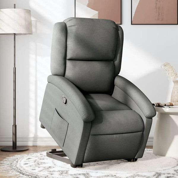 vidaXL Relaxsessel mit Aufstehhilfe Dunkelgrau Stoff, 3204165