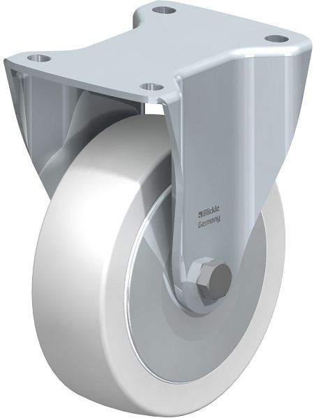 Blickle BH-SPO 160G-FA Stahlblech-Bockrolle, Schwerlast-Ausführung, mit Anschraubplatte, Polyamid, Weiß, 852862