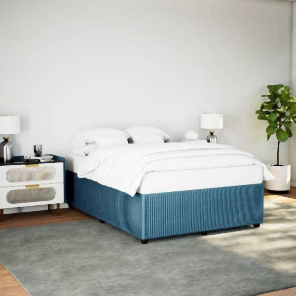 vidaXL Bettgestell Blau 140x190 cm Samt, besserer Schlaf, 3285010