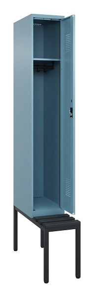C+P Spind Evolo PLUS, 1 Abteile, 2120x300x815mm, 0010/0010, Haken 3, Zylinderschloss, Sitzfläche Kunststoff, Sitzbank, 0490507-10 S10102