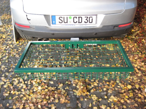 Heck-Pack Heckträger Optimal, hochklappbar, Grün Matt pulverbeschichtet mit Schnellverschluss in der Größe 1200 x 500 x 125 mm, 900433