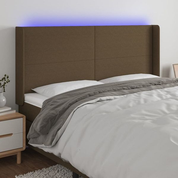vidaXL LED Kopfteil Dunkelbraun 183x16x118/128 cm Stoff, 3123785