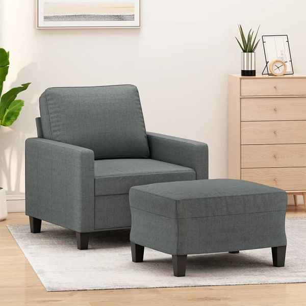 vidaXL Sessel mit Hocker Dunkelgrau 60 cm Stoff, 3201030