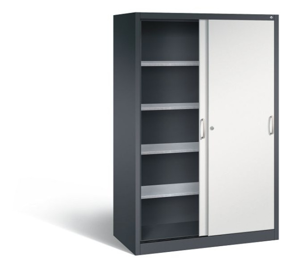 C+P Schiebetürenschrank Acurado, H1950xB1200xT600mm, Farbe: Schwarzgrau / Lichtgrau, Bügelgriff, 2069-00 S10085
