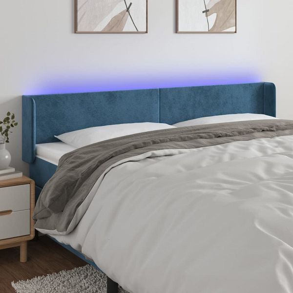 vidaXL LED Kopfteil Dunkelblau 163x16x78/88 cm Samt, 3123014