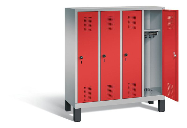 C+P Kindergarten-Spind Evolo, H1350xB1190xT300mm, Farbe: Weißaluminium / feuerrot, 480103-40 S10053