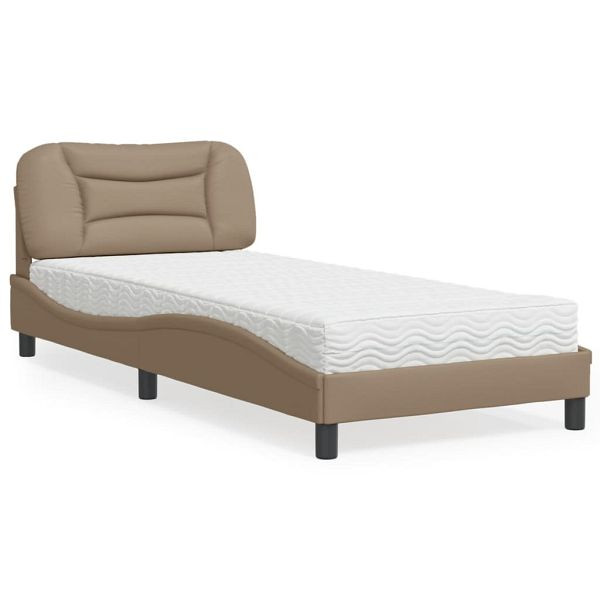 vidaXL Bett mit Matratze Cappuccino-Braun 90x190 cm Kunstleder, 3208693