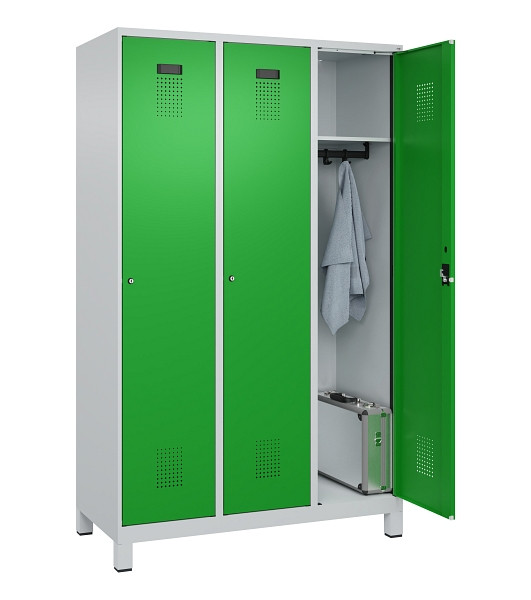 C+P Spind Evolo PLUS, mit Füßen, 3 Abteile, 1950x1200x500mm, 7035/6037, Verschluss Zylinderschloss, Ablageböden 3, 049010-32 S10038