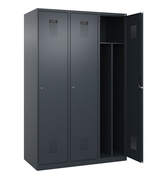 C+P Spind Evolo PLUS, 3 Abteile, 1850x1200x500mm, 7016/7016, Verschluss Zylinderschloss, 049000-32F S10043