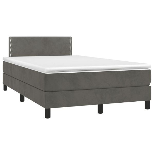 vidaXL Boxspringbett mit Matratze & LED Dunkelgrau 120x190 cm Samt, 3270148