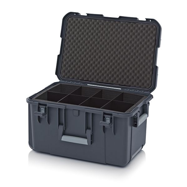 Auer Schutzkoffer Pro Trolley, Anthrazitgrau, ohne Schloss, Rundumpolster mit Gefache, CP 6433 B3-7016