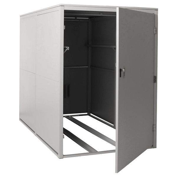 Mendler 2er-Fahrradgarage HWC-L56c, Gerätehaus Fahrradbox mit Ablage, abschließbar Metall 160x113x209cm, hellgrau, 106850+106851+106852