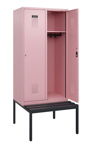 C+P Spind Evolo PLUS, 2 Abteile, 1950x800x815mm, 3015/3015, Zylinderschloss, Material Sitzfläche Kunststoff, Sitzbank, 0490505-22 S10105
