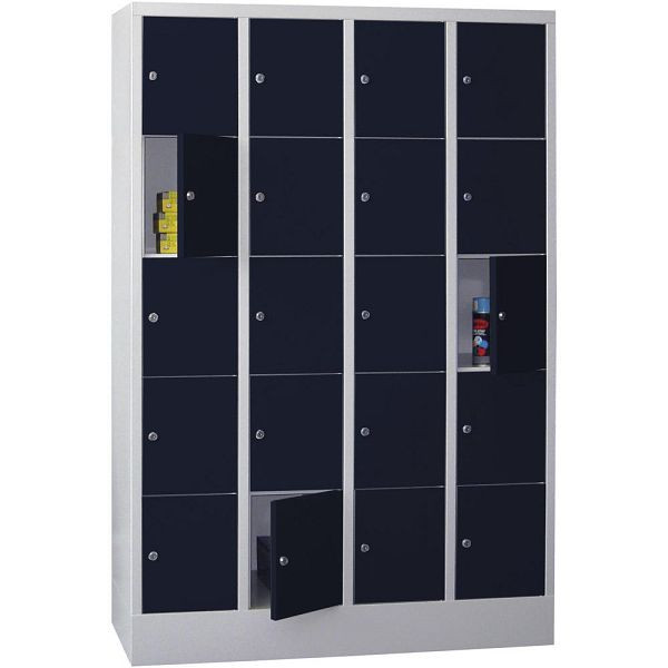 Deskin Schließfachschrank CLASSIC mit glatten Türen, Korpus lichtgrau, Türen Anthrazitgrau, H 1850 x B 1200 x T 500 mm, 264205