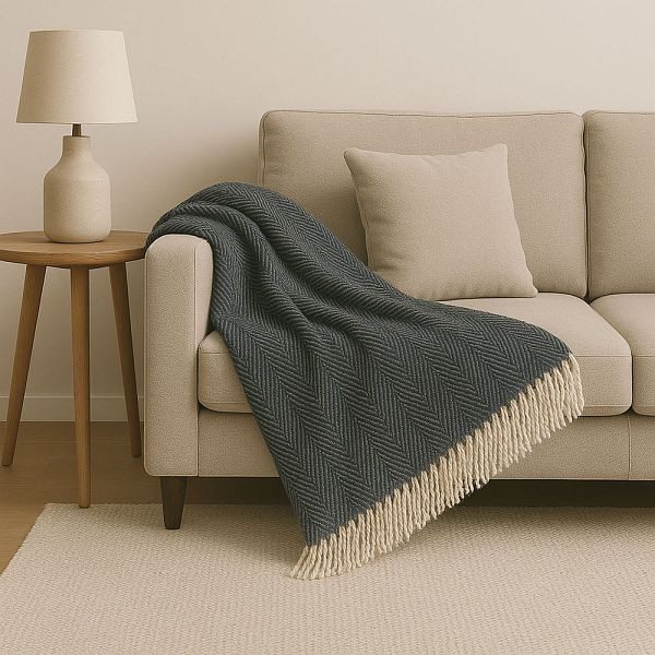 HOME DELUXE Wolldecke MILA Anthrazit, 140 x 200 cm, 60788