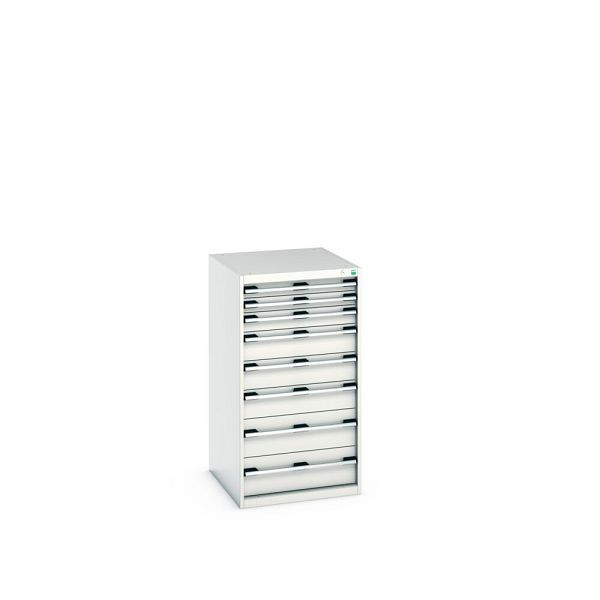 bott cubio Schubladenschrank bestückt, mit 8 Schubladen, BxTxH: 650x750x1200mm, RAL 7035/7035, Lichtgrau, 40027039.16V
