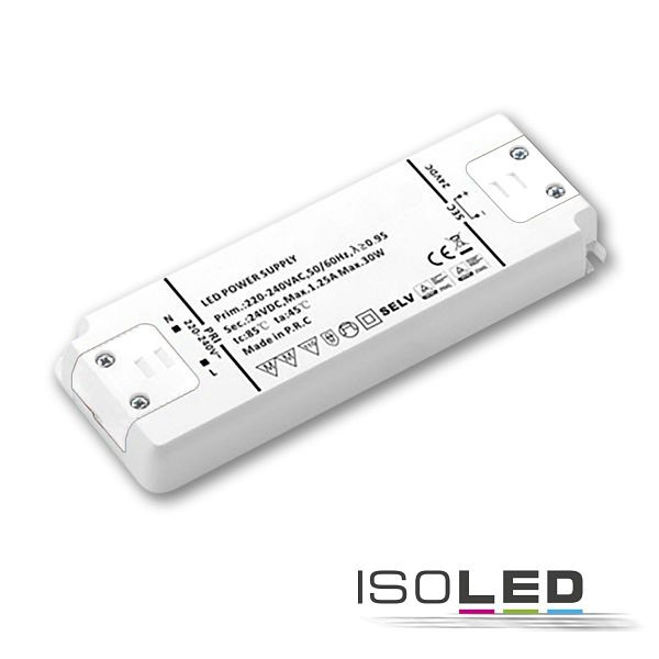 ISOLED LED Trafo 24V/DC, 0-30W, ultraflach, SELV, 18 mm, 220-240VAC, 115625