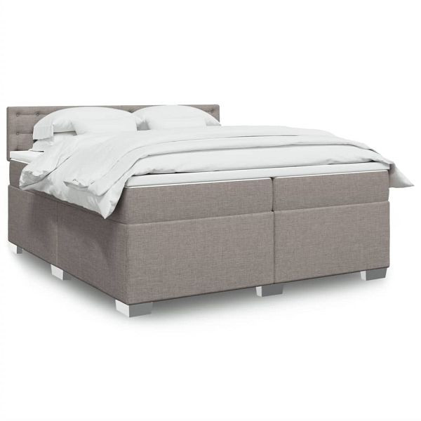 vidaXL Boxspringbett mit Matratze Taupe 200x200 cm Stoff, 3288313