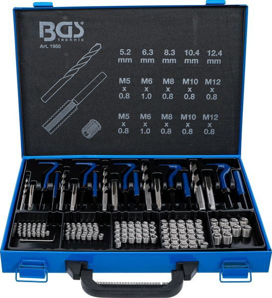 BGS Gewinde-Reparatursatz, M5 - M12, 130-teilig, 1950