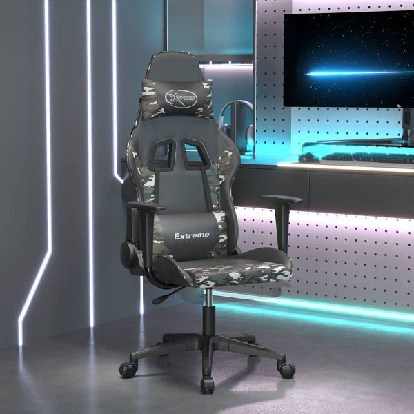 vidaXL Gamingstuhl mit Massage Fußstütze Schwarz Tarnfarben Kunstleder, 345468