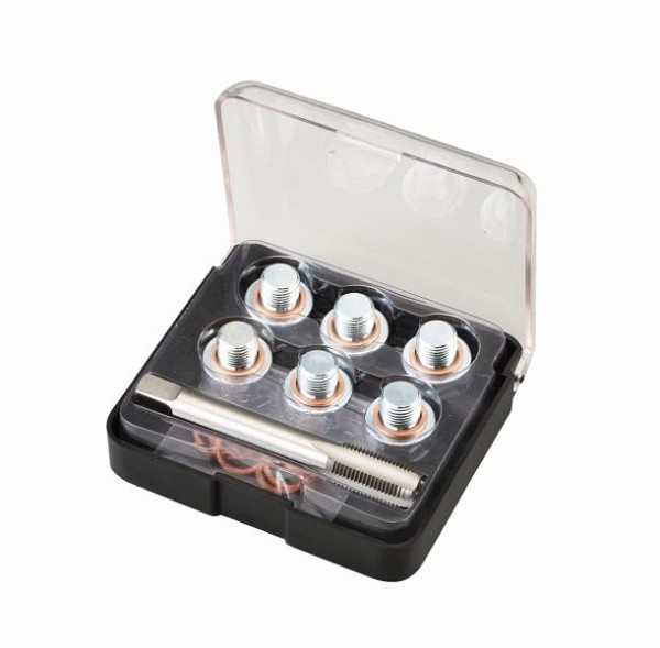 Bahco Mini-Ölablassschrauben-Reparatursatz, M13 x 1.25P Gewindebohrer + 6 Schrauben + 12 Kupfer-Dichtringe, BOD101