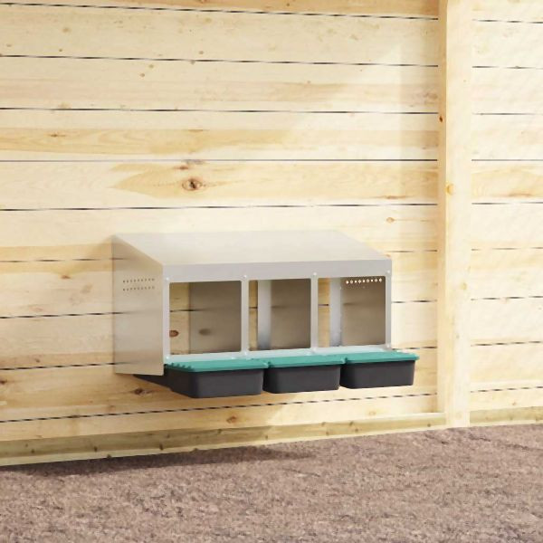 vidaXL Hühner-Nistkasten 3 Fächer Wandmontage Verzinkter Stahl, 4104892