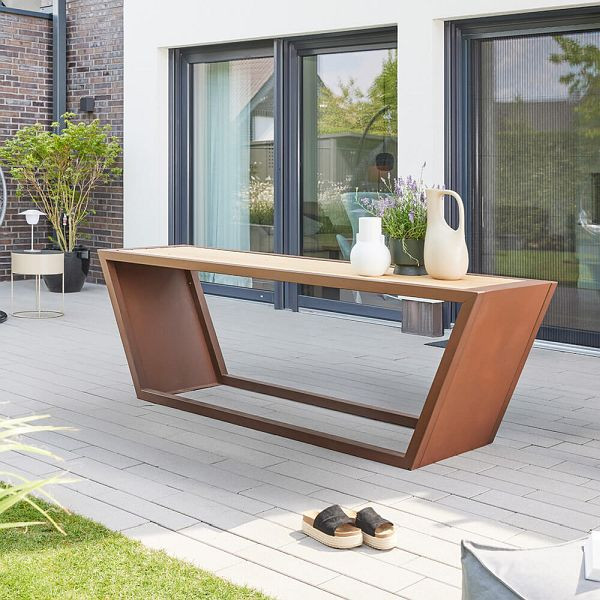 HOME DELUXE Sitzgarnitur aus Stahl KOBON Braun, 1 x Tisch, 73248