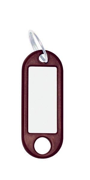 Eichner Schlüsselanhänger aus Kunststoff mit Ring 18 mm, inkl. Beschriftungsetikett, Farbe: Braun, VE: 1 Pack à 100 Stück, 9219-01383-160