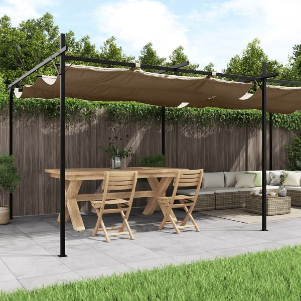vidaXL Pergola mit Schiebedach Taupe 589x292x230 cm, 360121