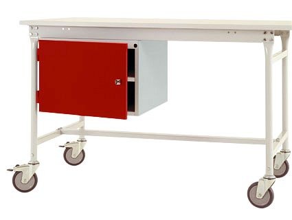 Manuflex Gehäuse-Unterbau mobil, Nutzhöhe 1 Tür und Einlegeboden mm mit rubinrot RAL 3003, für Tischtiefe 800 mm, Rubinrot, ZB4733.3003