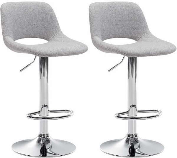 CLP Barhocker Camden Stoff chrom, hellgrau, VE: 2 Stück, 325136