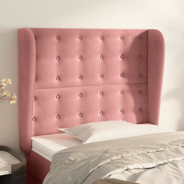 vidaXL Kopfteil mit Ohren Rosa 93x23x118/128 cm Samt, 3118431