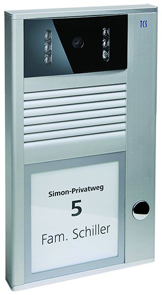 TCS Video 2-Draht Außenstation Serie AVC mit 1 Klingeltaste (rechtsbündig), AP silber, AVC12010-0010