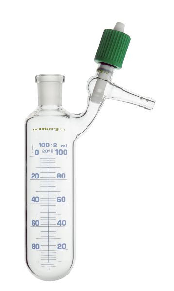Rettberg Schlenkrohr, 100 ml, Hülse NS 29/32, seitlichem HV-PTFE-Ventil 0 - 8 mm, graduiert, 107000165