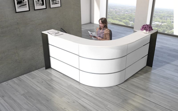 Kerkmann Bari Winkeltheke, B 2350 mm x T 2350 mm x H 1120 mm, Farbe: weiß/anthrazit, 21356610