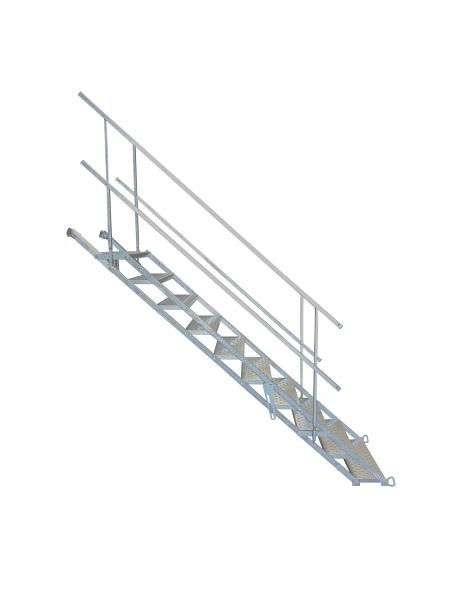Schake Bautreppe gefertigt nach, DIN EN 12811, Breite 700mm, mit 7 Stufen, mit Geländer, verzinkt, 716007