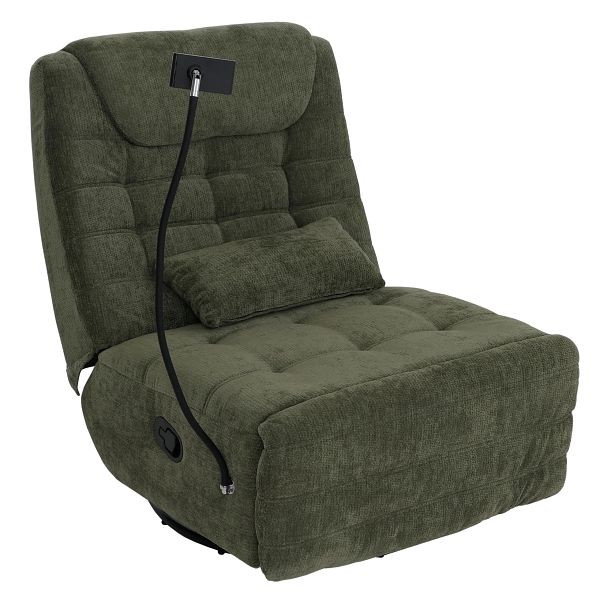 Mendler Relaxsessel HWC-P92, TV-Sessel Fernsehsessel, drehbar Kippfunktion Handyhalterung, Stoff Chenille (260g/m²), grün, 120316