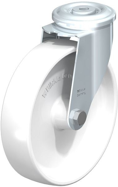 Blickle LER-PPN 200G-FA Stahlblech-Lenkrolle mit Rückenloch, Polypropylen, Weiß, 762911