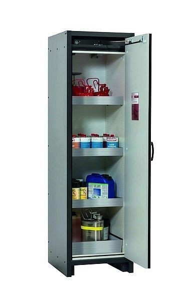 asecos Sicherheitsschrank Q-CLASSIC-30, Q30.195.056.R in reinweiß RAL 9010 mit 3x Wannenboden Standard (Edelstahl), 31007-070-33416