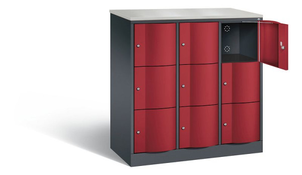 C+P Schließfachschrank Resisto, H1255xB1148xT540mm, Farbe: Schwarzgrau / Rubinrot, 8573-372 S10687