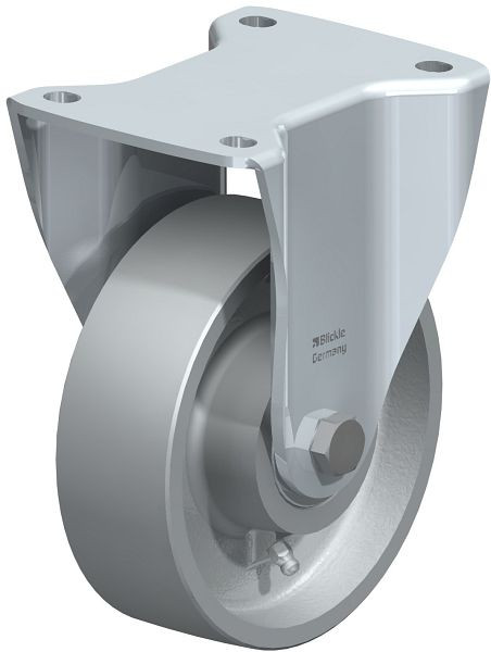 Blickle BH-G 150K Stahlblech-Bockrolle, Schwerlast-Ausführung, mit Anschraubplatte, Guss, Grau, 22004
