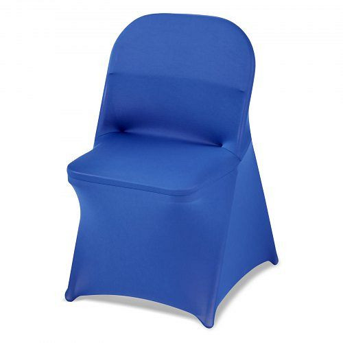 VEVOR Stuhlhussen Stuhlbezug 50 Stk., waschbar, abnehmbar aus Polyester-Spandex, für Klappstühle (45x46x77 cm), Blau, YTHZL50PCSDKAZ1LD001V0
