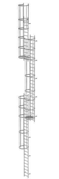 Munk Günzburger Steigtechnik Mehrzügige Steigleiter mit Rückenschutz (Notleiter) Stahl verzinkt 15,20m, 520245