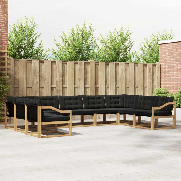 vidaXL Outdoor-Sofagarnitur mit Kissen 9-teilig Weiß und Schwarz, 3389078