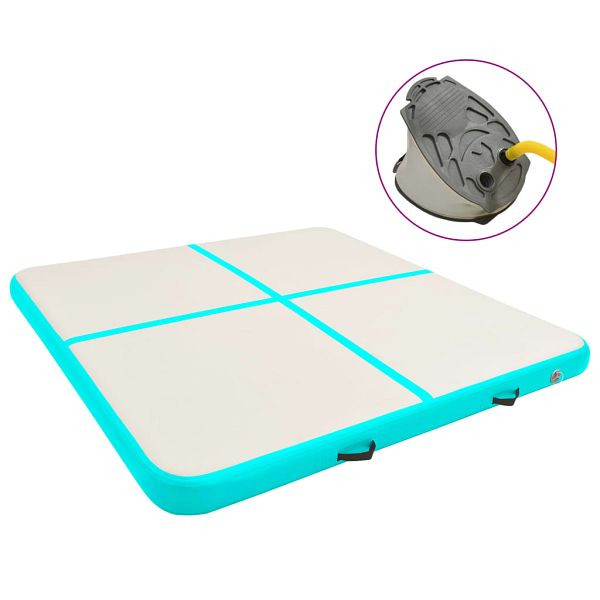 vidaXL Aufblasbare Gymnastikmatte mit Pumpe 200x200x15 cm PVC Grün, 92699