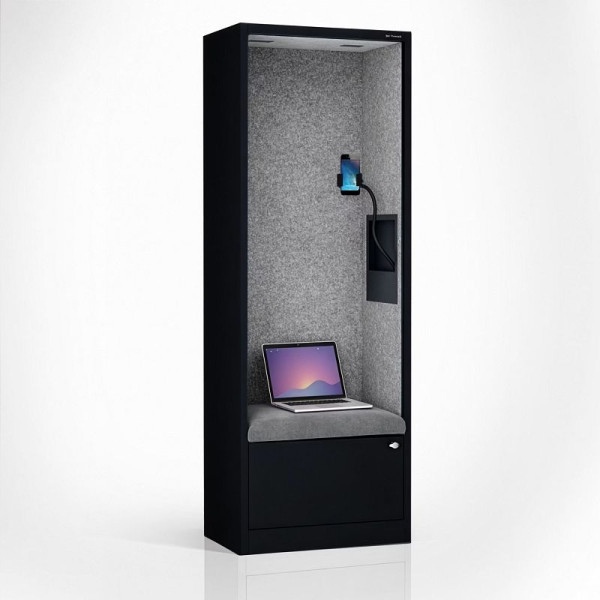 Jan Nowak Schrank mit Sitzfläche und Ruhezone SALLY MentalBox 1850 x 600 x 400 mm, Schwarz, Grau, 2075