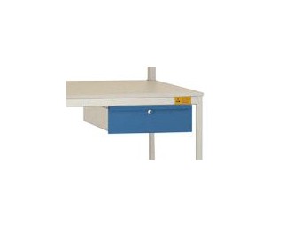 Manuflex ESD-Einzelschubfach in Brillantblau RAL 5007, mit Schloss, BxTxH = 425 x 550 x 135 mm, LD4123.5007