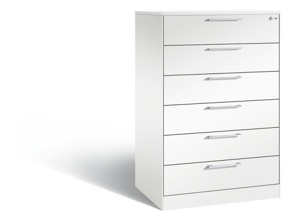 C+P Schubladenschrank Asisto, H1310xB800xT600mm, Farbe: Verkehrsweiß, Bügelgriff, 146223-624 S10069