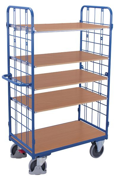 VARIOfit Etagenwagen hoch, Außenmaße: 1.035 x 520 x 1.780 mm, RAL 5010 enzianblau, 4 variable Etagenböden, sw-500.237
